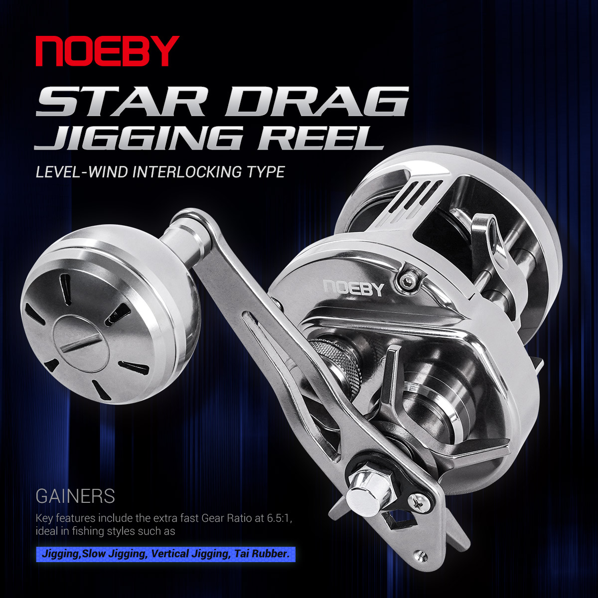 Surf Reel - Noeby-Light Metall-Jiggingrolle, 12kg Max Bremskraft, Star